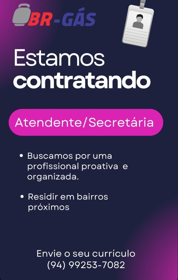 Vaga para Secretária/Atendente em Parauapebas, Pará