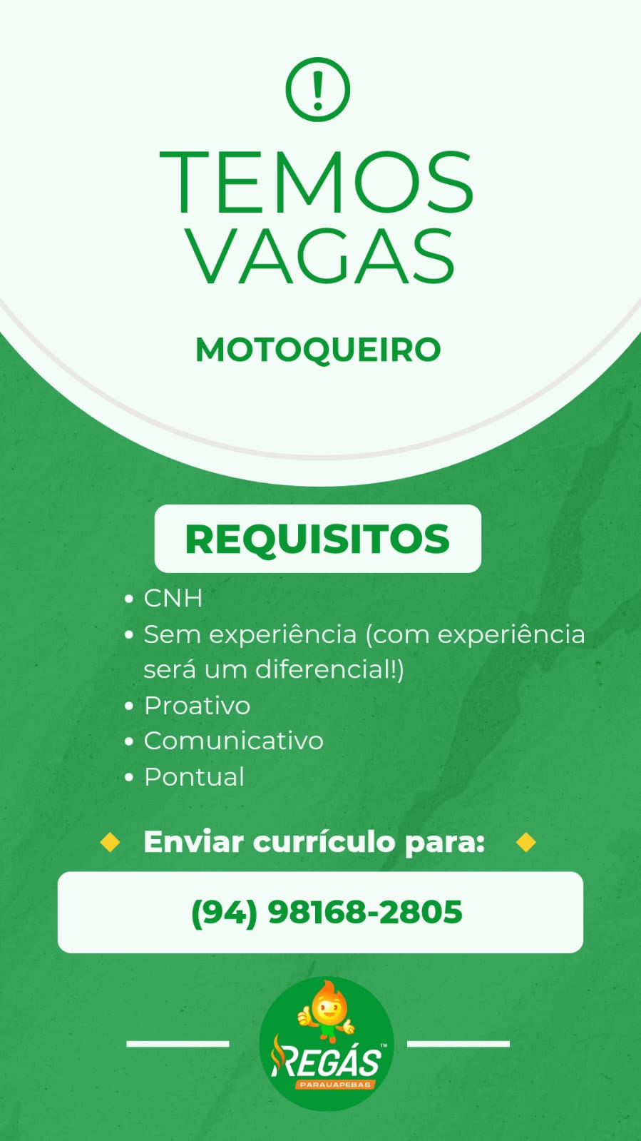 Vaga para Motoqueiro em Parauapebas, Pará