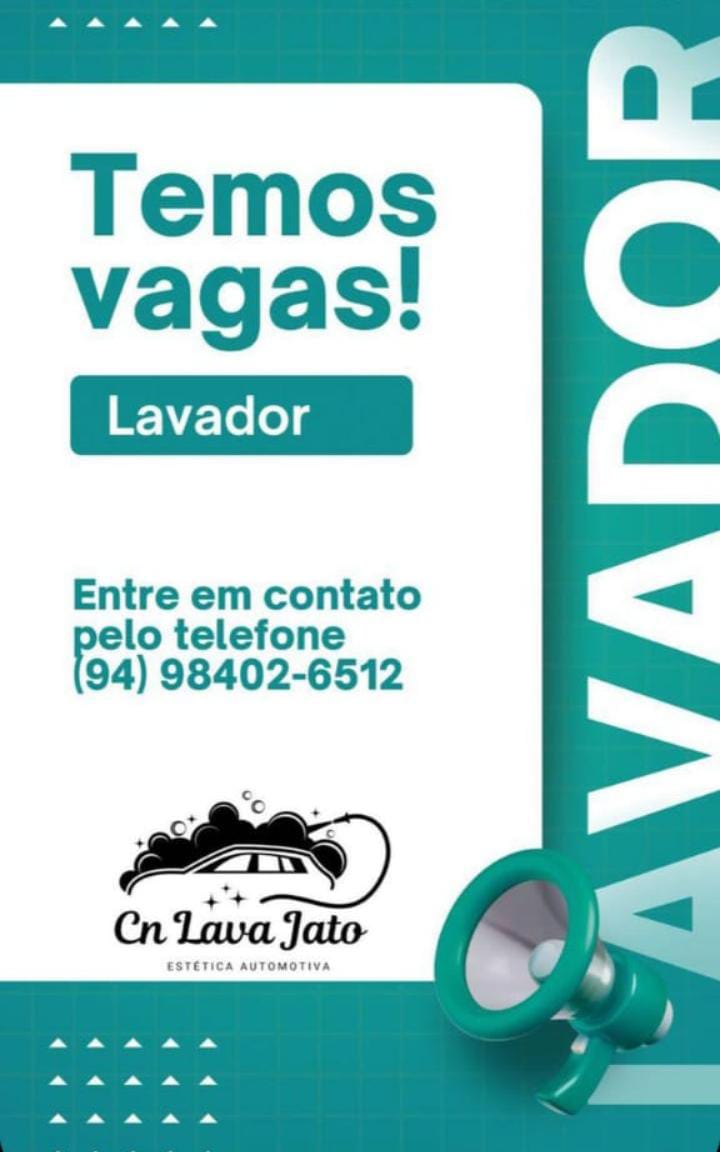 Vaga para Lavador em Parauapebas, Pará