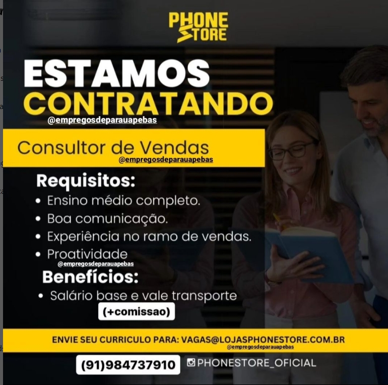 Consultor de Vendas em Parauapebas