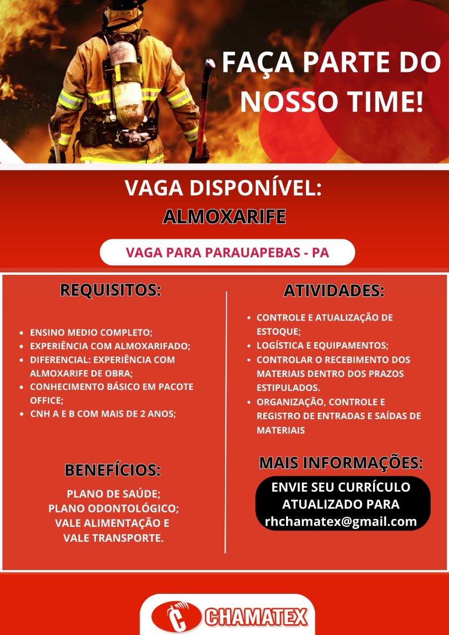 Vaga para Almoxarife em Parauapebas