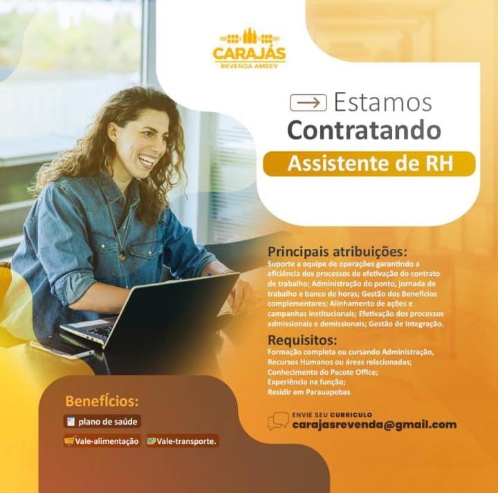 Vaga para Assistente de RH em Parauapebas