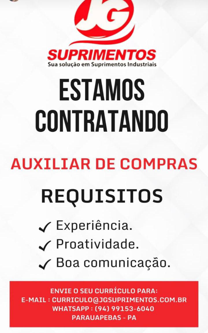 Vaga para Auxiliar de Compras na cidade de Parauapebas,Pará.