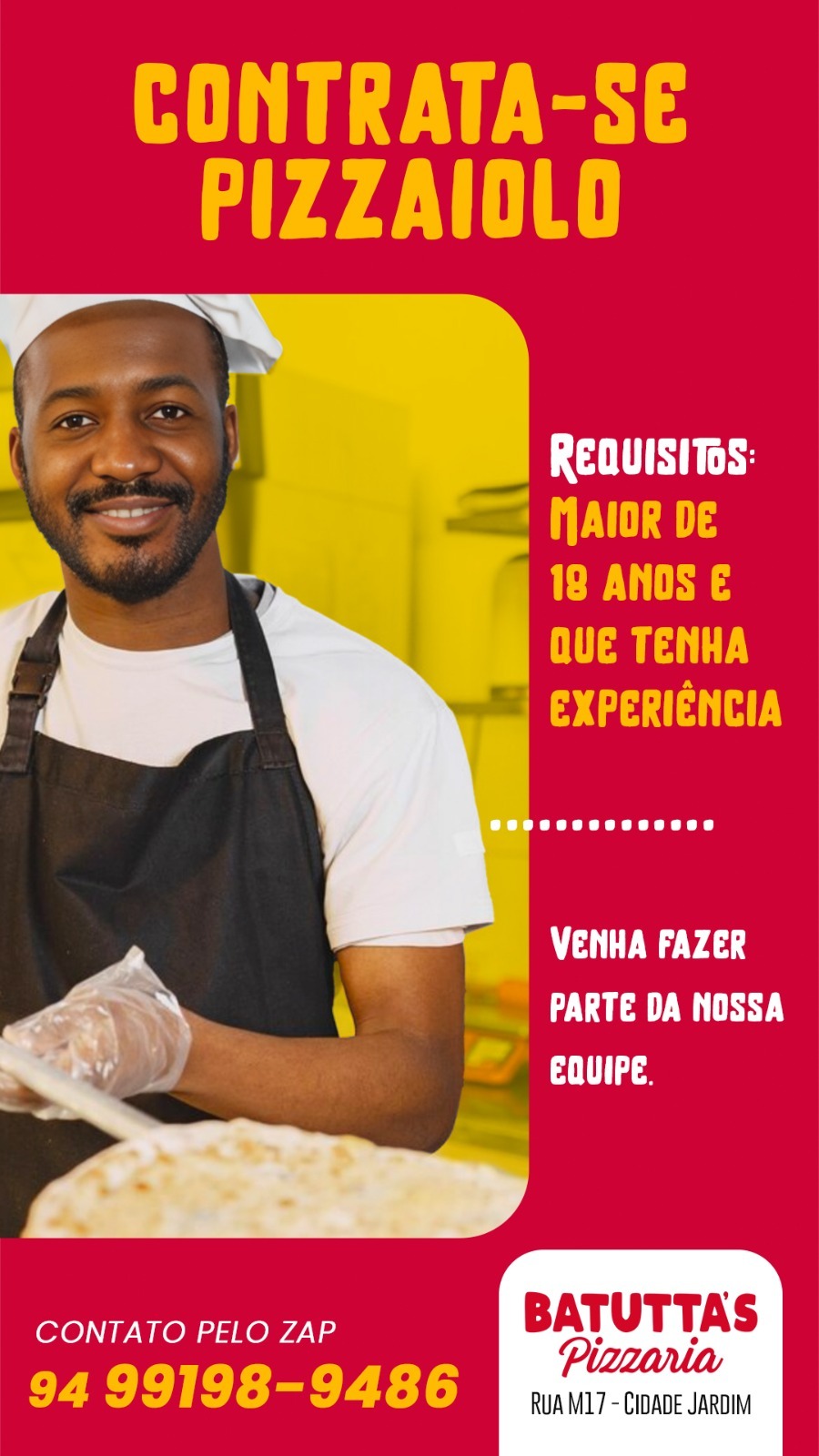 Vaga para Pizzaiolo em Parauapebas