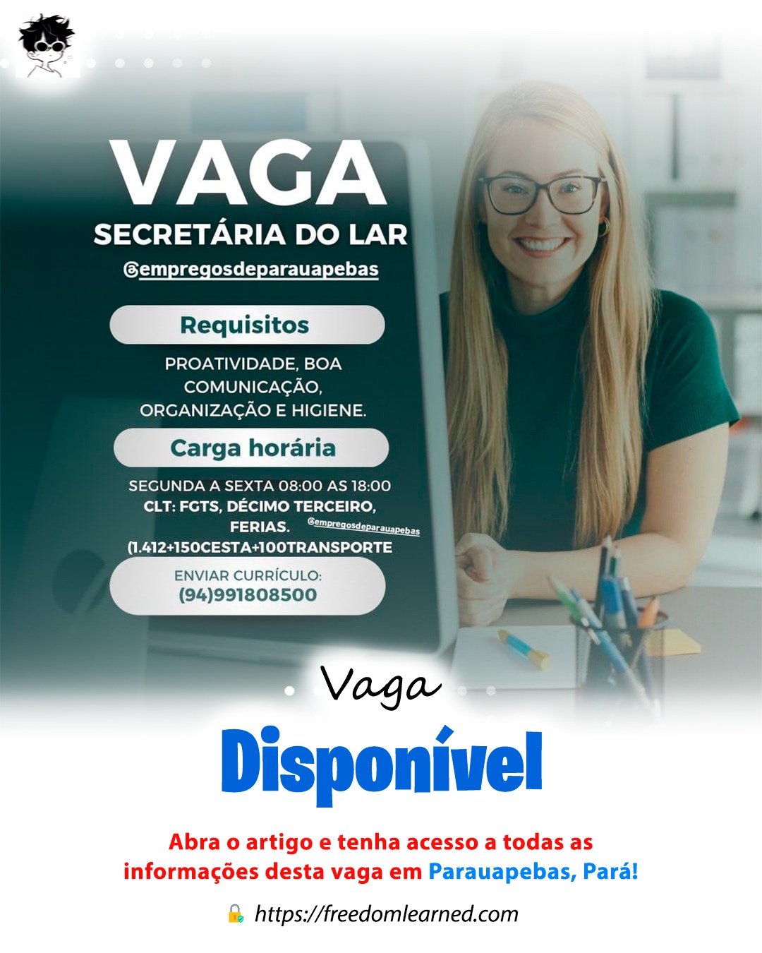 Secretária do Lar | Vaga em Parauapebas