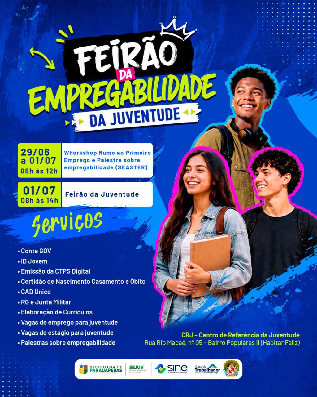 Feirão da Empregabilidade da Juventude leva oportunidades, capacitação e serviços gratuitos a jovens de Parauapebas